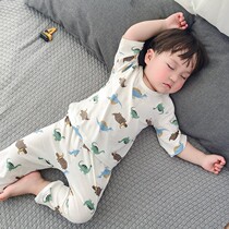 Childrens pajamas summer thin ice silk baby home suit set Boys air conditioning summer thin modal boy noodles