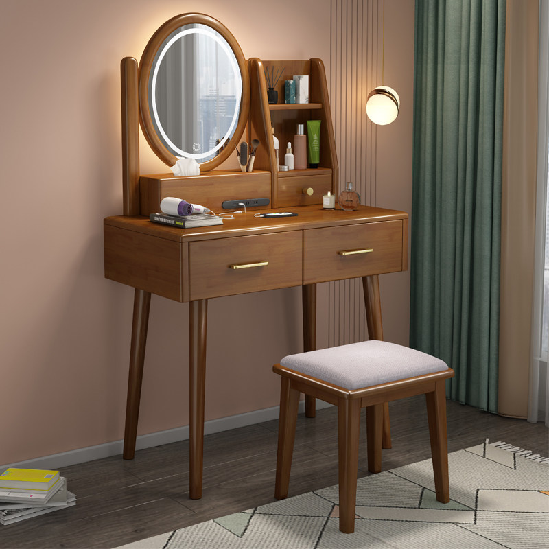 New Chinese style small makeup table Makeup table Solid wood pure solid wood storage cabinet One bedroom Modern simple minimalist