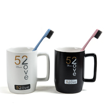 Household ceramic mouthwash cup Couple toothbrush cup Nordic brushing cup Tooth cylinder cup Creative pair of teeth tooth cup