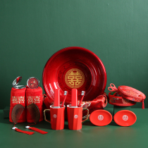 Wedding Happy Basin A Pair Of Red Washbasin Wash Suit Woman womans family accompanied by bride Belongings Brides Wedding Supplies Big