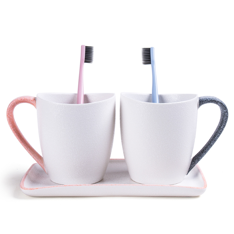 Day-style ceramic tooth-cylinder dental cup suit minimalist cup toothbrushing cup lovers toiletries cup pair of home toothbrush cup