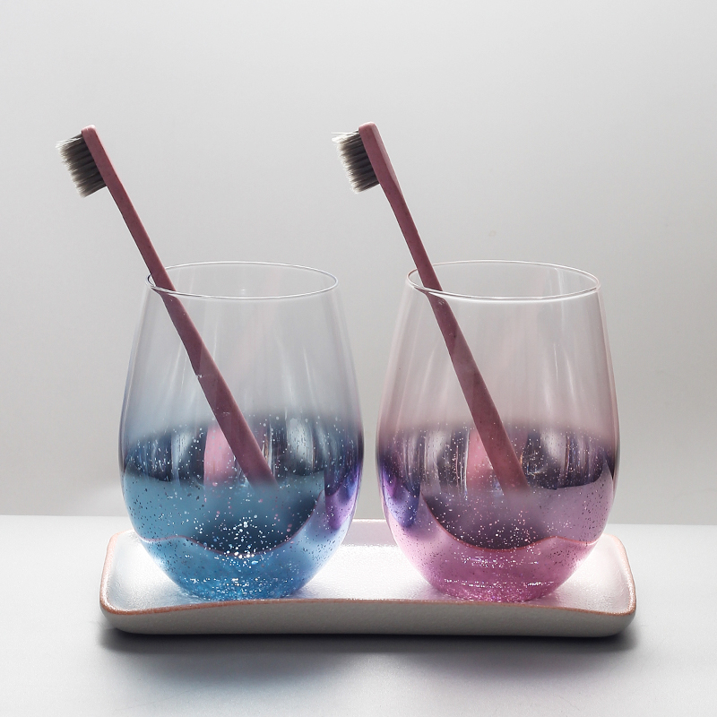 Household couple brushing cup Nordic simple mouthwash cup set Glass toothbrush cup Creative tooth cylinder transparent mouth cup