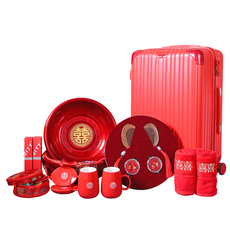 Wedding Suitcase Escort box bridal upscale red box password pull-lever box wedding supplies big all-press wedding