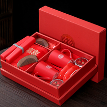 Wedding Toiletry Items High-end Red Couples Toothbrush Cups A Pair Of Newlyweds Wedding Tooth Cup Towel Suit Gift Box