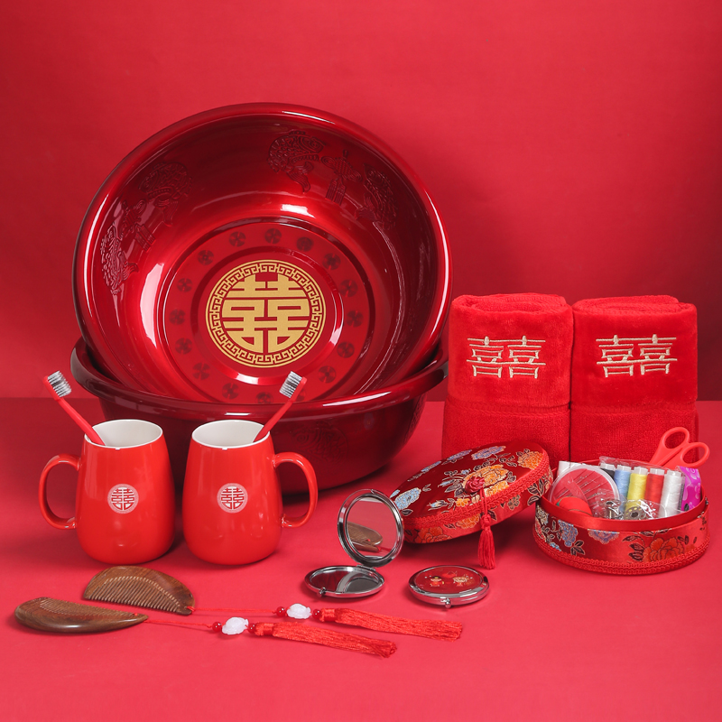 Wedding Washbasin Suit Woman Party Escort supplies a pair of red basin Wedding With Happy Basin Red Basin Wedding Washbasin