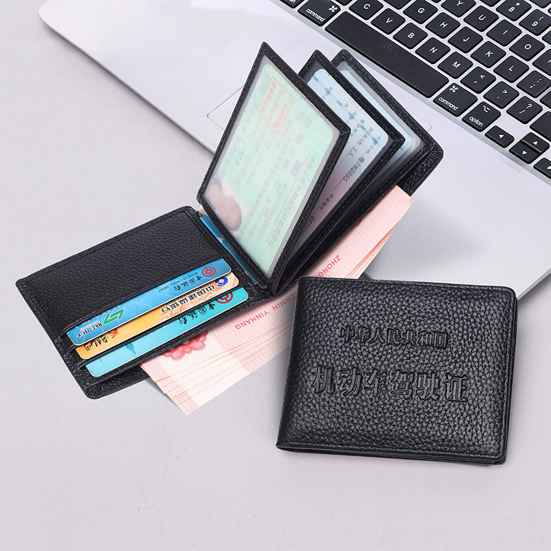 Wallet Male Driver's License Driving License Two-in-one Leather Jacket Multifunction Real Cow Leather Ultra Slim Motor Card Bag Woman Small