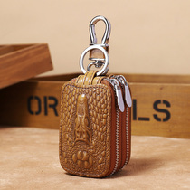 Double zipper key bag male leather multifunctional waist hanging large capacity remote control car lock key buckle bag female cowhide Universal