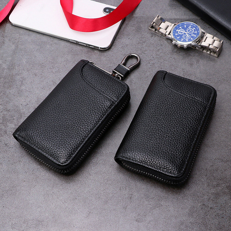 Men's genuine leather large capacity waist-hang zipper package multi-functional car household lock pack female
