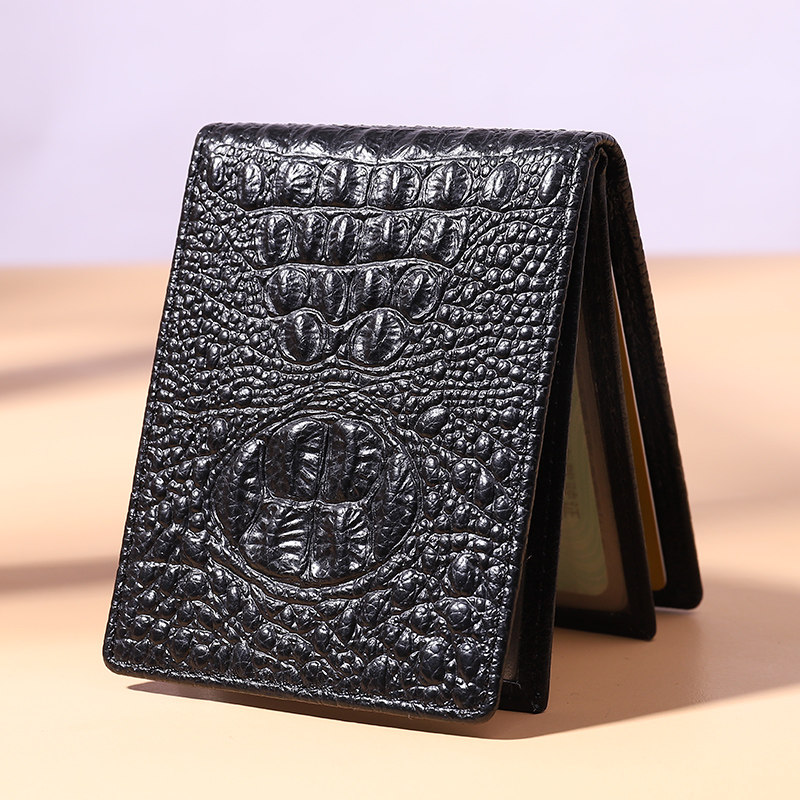Real leather wallet men's short and versatile motor vehicle driving license leather jacket with crocodile tattoo driver's license document clip female