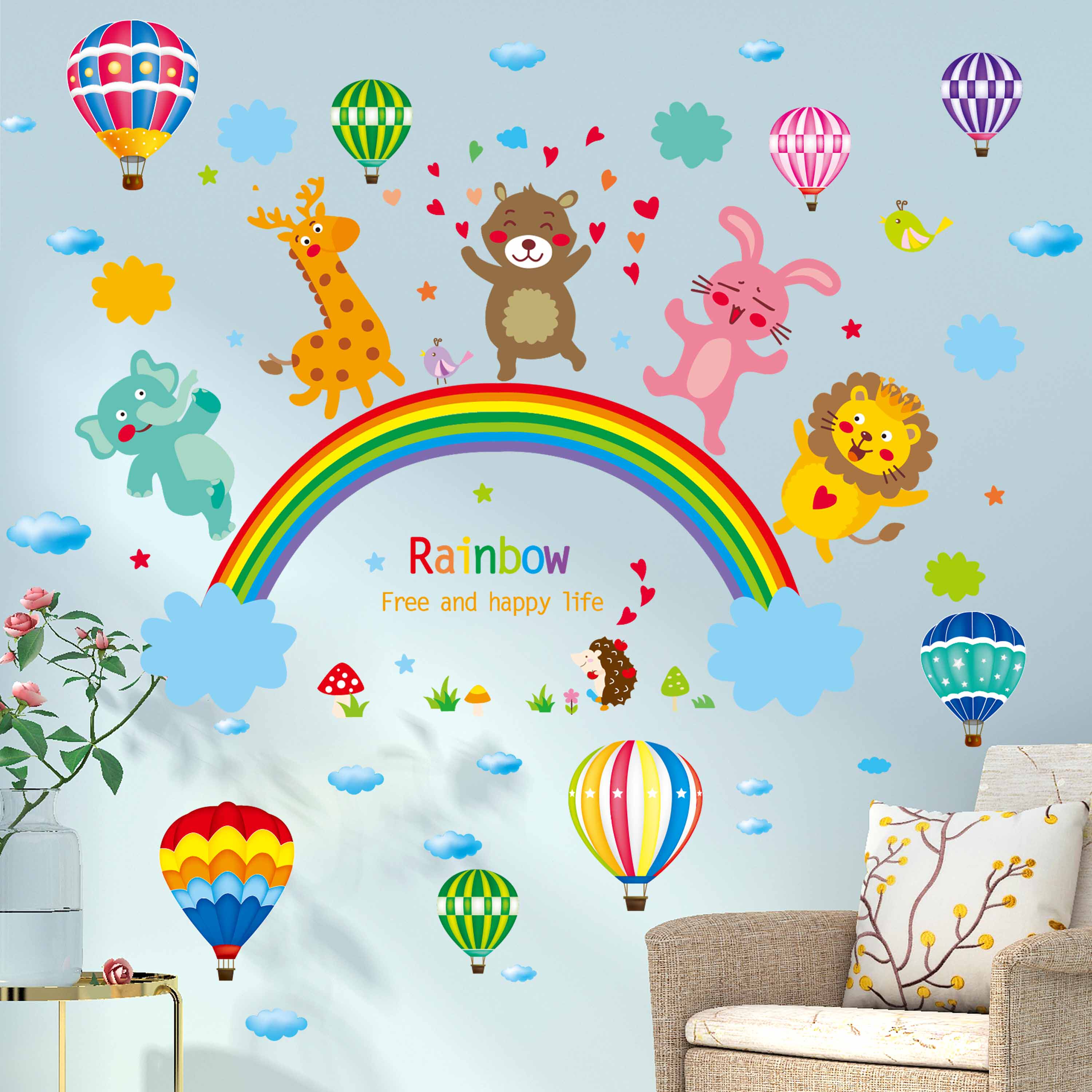 Cartoon wall stickers wall painting kindergarten decoration environment layout materials wall theme wallpaper self-adhesive creative stickers