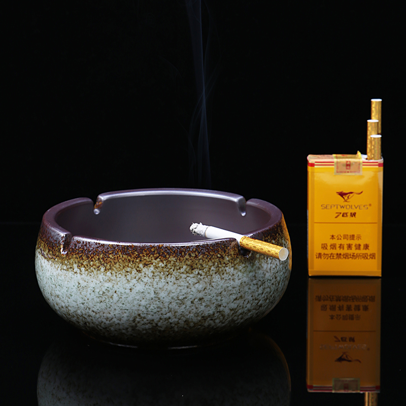 Ashtray Creative Large Personality Retro Bar Living Room Office Ceramic Household Tea Drum Room Retail