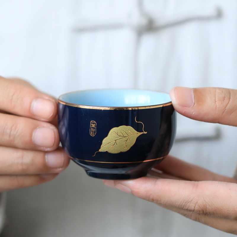 Japanese-style blue cup cup of personal cup ceramic cup cup of kung fu tea cup cup of tea cup