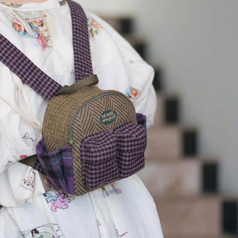 Housedesign Original Autumn and Winter New Retro Woolen Plaid Backpack Niche Literary Mini Commuter Backpack