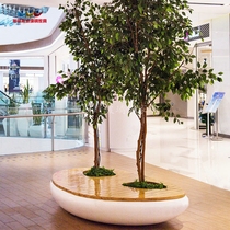 FRP curved magnet shape green plant combination Shopping mall public creative rest seat Tree pool flower pot seat
