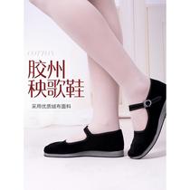 Red dance shoes Northeastern Jiaozhou Yangko shoes folk dance grade examination ethnic adult womens foam sole black dance practice cloth shoes