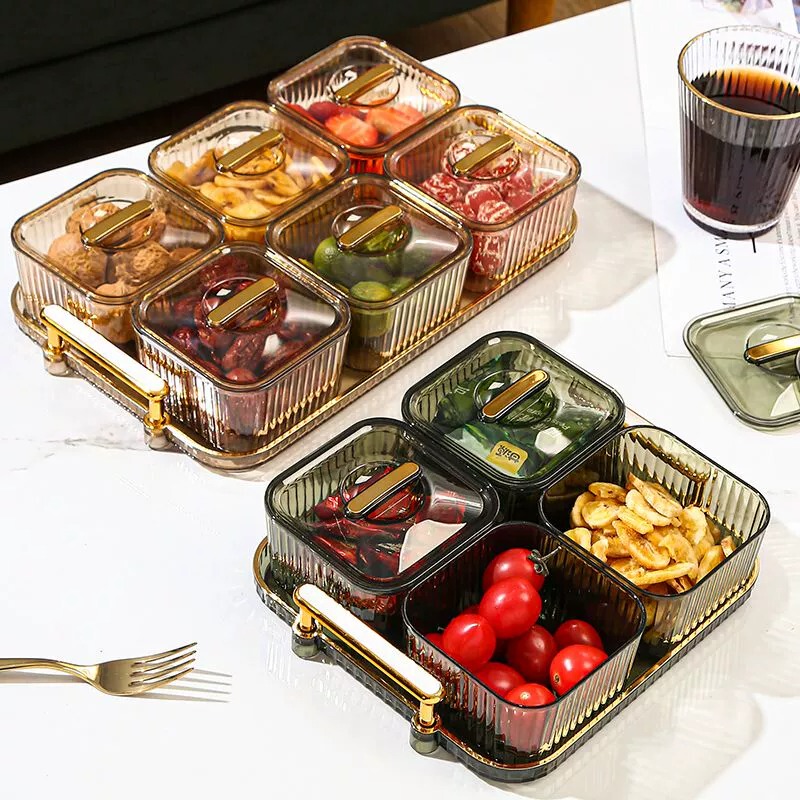 Living Room Household Coffee Table Snack Tray, Light Luxury Fruit Plate, High-End Candy Storage Box, Nut Tray with Compartments Living Room Household Coffee Table Snack Tray, Light Luxury Fruit Plate, High-End Candy Storage Box, Nut Tray with Compartments
