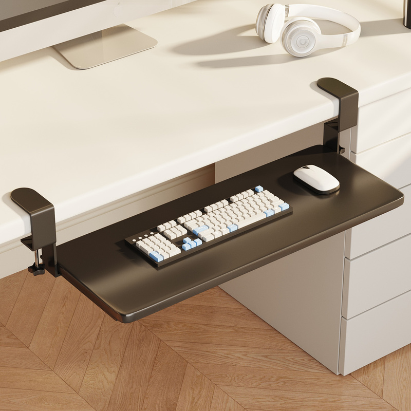Retractable Keyboard Tray, No-Drill Desktop Slide Rail, Under-Desk Office Desk Mouse and Keyboard Pull-Out Tray Stand