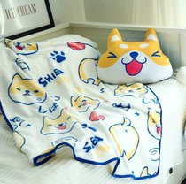 () Cute Akita dog flannel air conditioning blanket pillow hand cover three-in-one multi-purpose