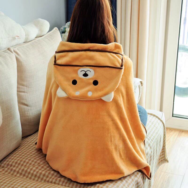 Cute Chai Dog Pooch Mansion Shawl Cape Office Cover Blanket Afternoon Nap Air Conditioning Blanket Flannel Cap Cloister Cloister