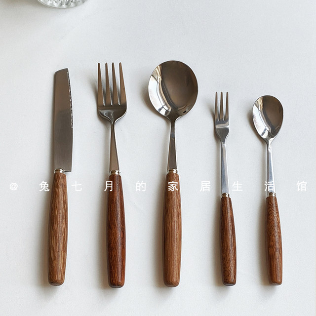 Simple chicken wenge wooden knife and fork spoon Western dining tableware