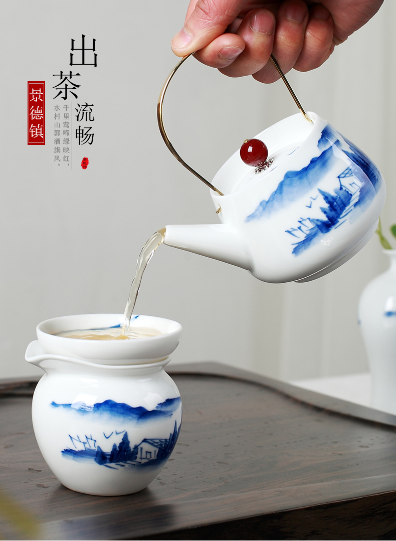 Ceramic kung fu tea set household jingdezhen porcelain cup lid bowl of a complete set of high - grade gift boxes