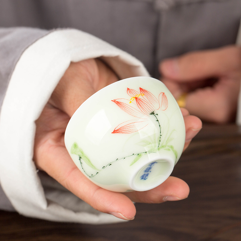 Kung fu tea set household contracted jingdezhen ceramic cup teapot the sitting room is a small set of gift boxes