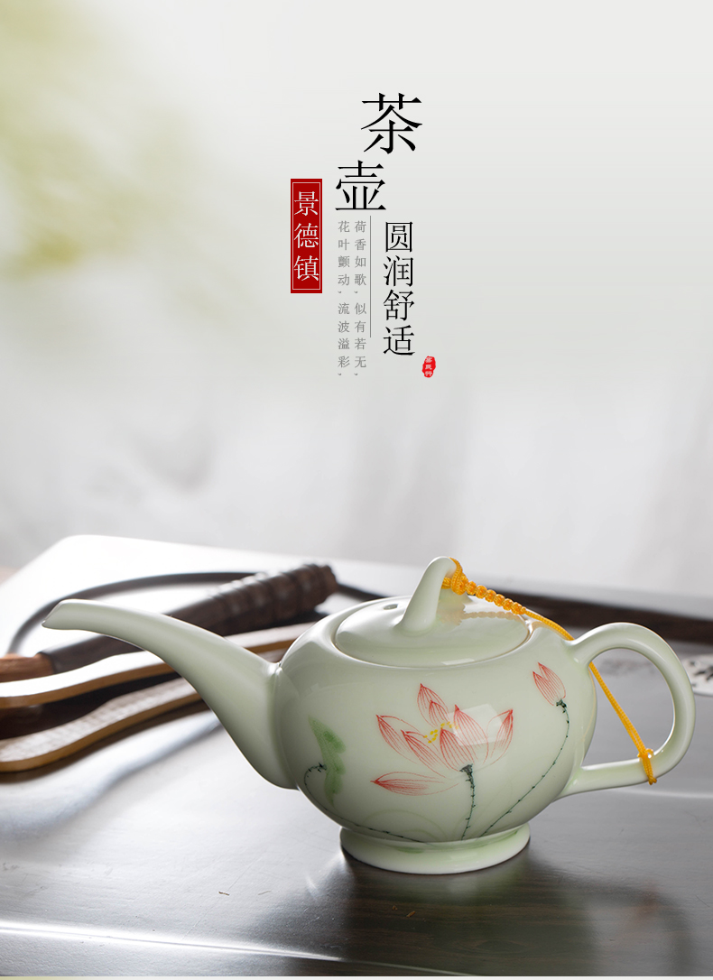 Kung fu tea set household contracted jingdezhen ceramic cup teapot the sitting room is a small set of gift boxes