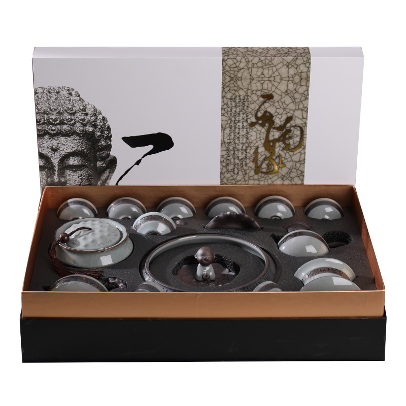 Tea set household contracted ice crack glaze jingdezhen ceramic small kung fu Tea pot sitting room high - end gift boxes