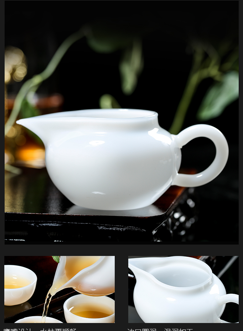 White porcelain kung fu tea set suit household contracted sitting room of jingdezhen ceramics pure color kung fu tea cup high - grade gift boxes