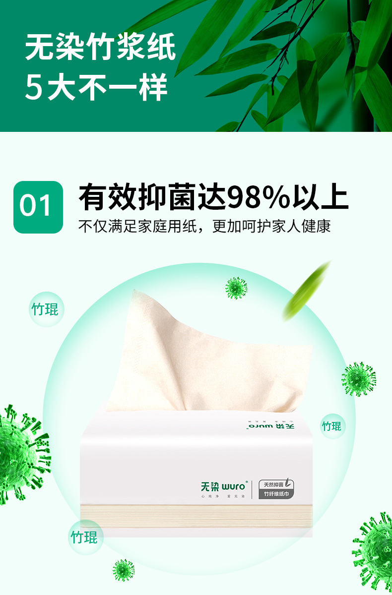 小米有品众筹爆款 无染 食品级 竹纤维抽纸 3层*100抽*18包 图8