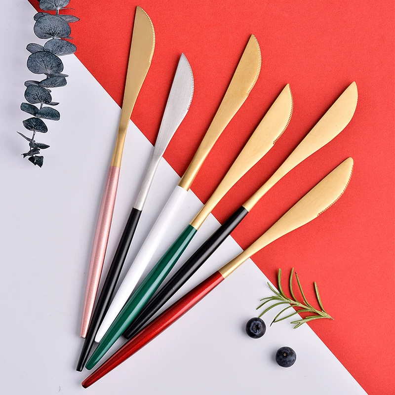 Stainless steel steak knife long handle household adult western tableware creative cute Nordic ins light luxury single table knife