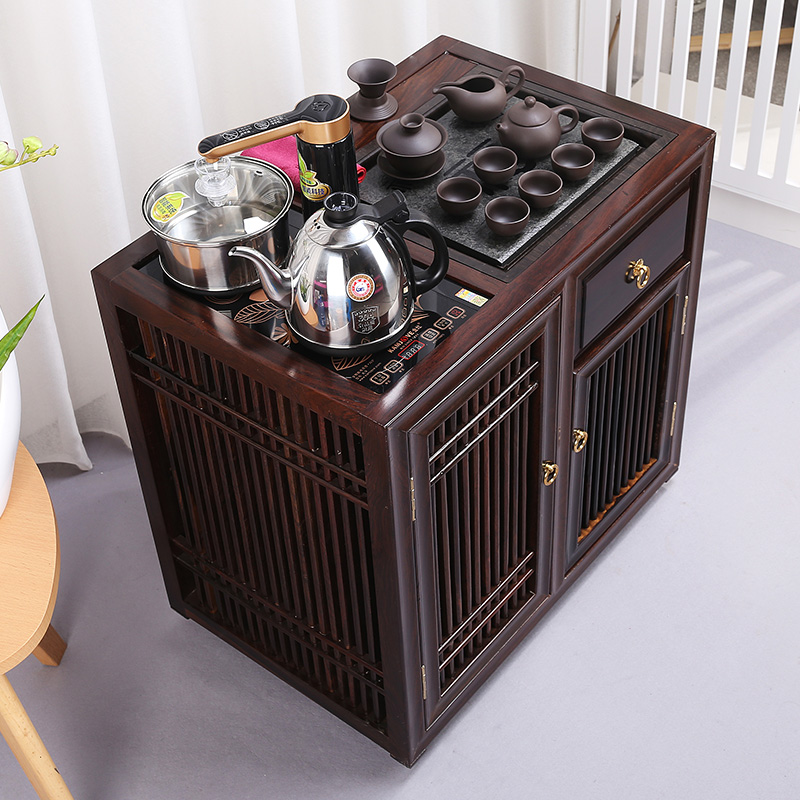 Natural black sandalwood tea car tea water cabinet removable home minimalist living-room Gongfu tea furniture set integrated multifunction