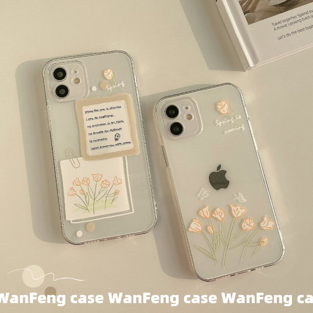 Original hand-painted flowers 15 14promax Apple 12 mobile phone shell xr silicone full package 8plus applicable 13pro-Taobao