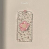 ins powder flower bracket iPhone14 mobile phone case XR Apple XS suitable for 11promax all-inclusive 8Plus painted soft