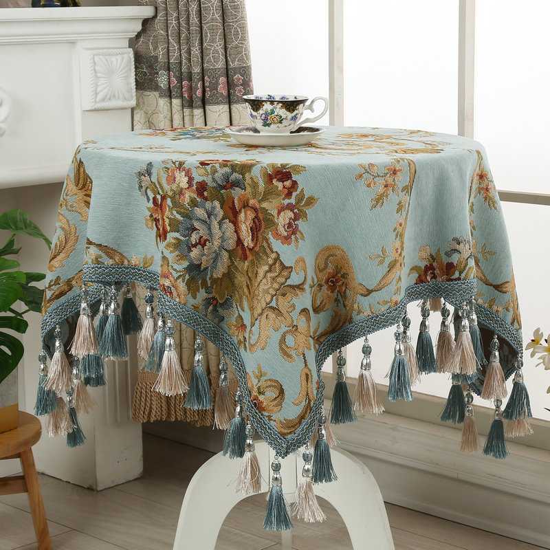 Fashion Big Round Table Table Buu Style Table Cloth Art Home American Small Round Table Towels Light Lavish Lace Pendant Upscale
