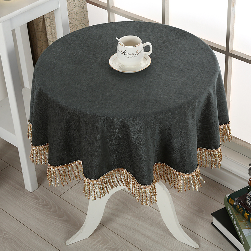 Nordic simple coffee table cover cloth with towel small round table tablecloth American dark green European chenille solid color dining room fabric