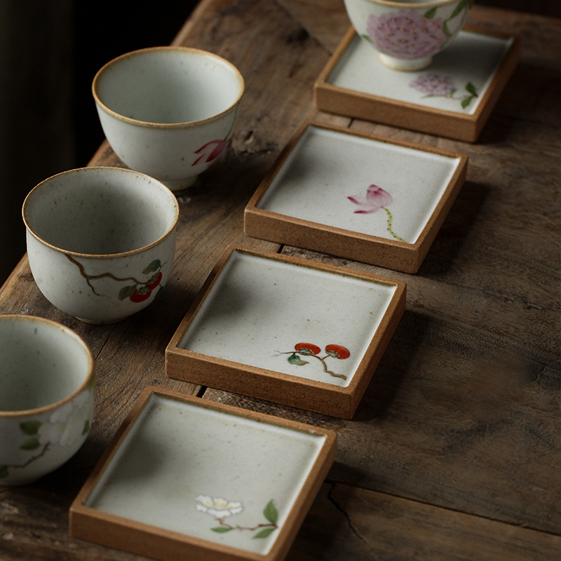 Silk hand - made bergamot ShanGuo cup mat cup small melon dish checking ceramic kung fu tea set to zero