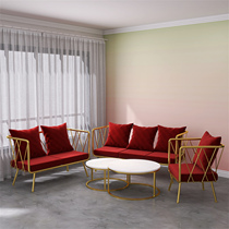 Canapé dart rose rouge rose 123 table de thé ensemble moderne simple Joins petit salon familial léger et luxueux Vent nordique