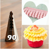 Thickened stainless steel integrated framed flower mouth Barbiva cake skirt framed flower mouth Folds Flower Mouth 090 Number