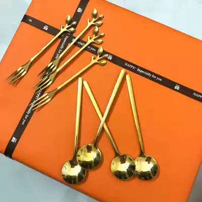 Stainless steel fruit fork set creative cute fruit sign fruit stick cake fork dessert fork salad fork ins Nordic