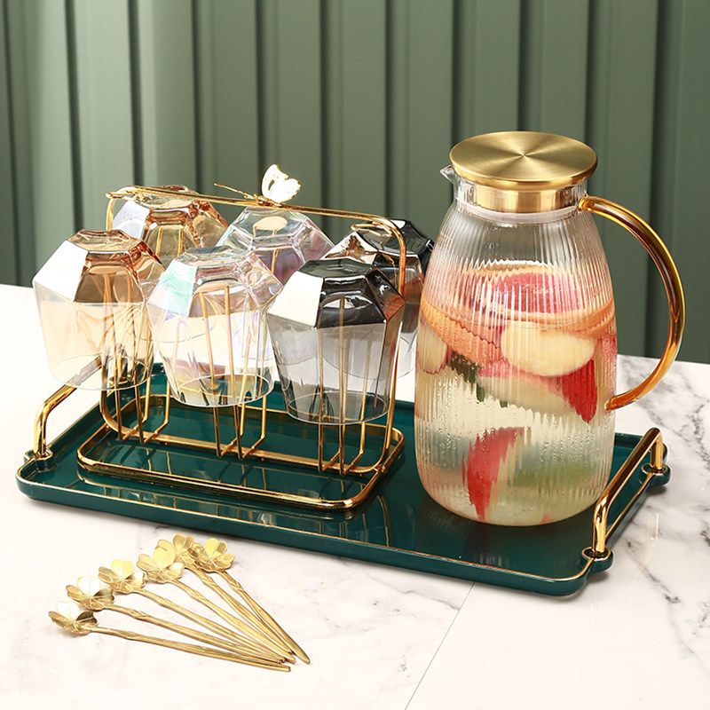 BSD light luxury cool kettle water cup set heat resistant glass high temperature resistant living room home Nordic cold water bottle large capacity