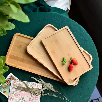 Wooden tray Rectangular Acacia fruit tray solid wood living room household plate walnut water cup rack tray
