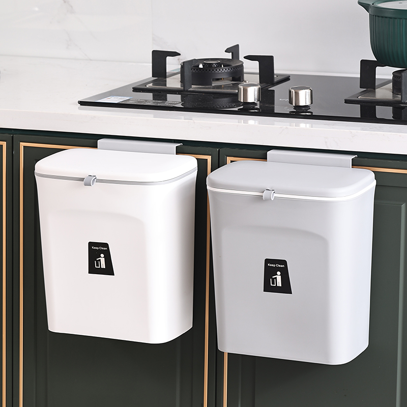 Kitchen trash can wall-mounted home creative countertop toilet powder room overall cabinet door hanging paper basket storage bucket