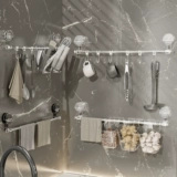 Кухонный крючок на присоске, подставка для хранения без дырокола, подставка для ложек и лопаток, многофункциональная подвесная корзина для хранения лука, имбиря и чеснока.