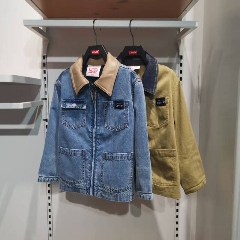 Levis Children's Jacket Lv2532277 Boys' New Autumn 25 Denim Workwear Lapel Contrast Color Jacket