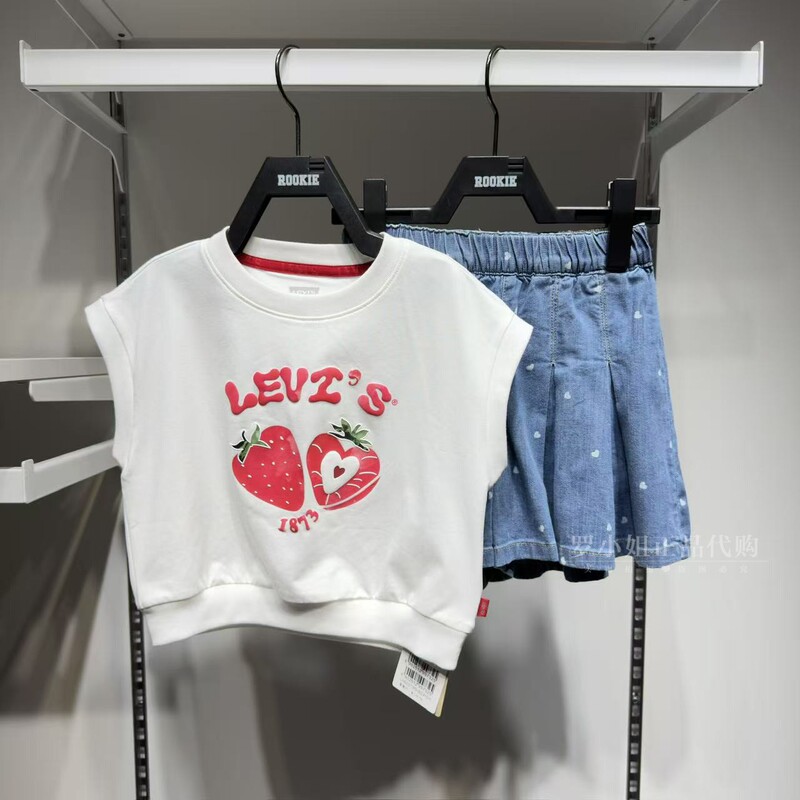 Levi'S/Levi's Kidsren's Strawberry Print Vest Lv2622073 Women's 26 Summer Top Trendy White Sleeveless