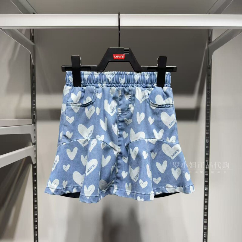 Levi's Girls' Printed Denim Skirt/Lv2622200 Heart Print 26 Summer New Fashion Leggings Short Skirt