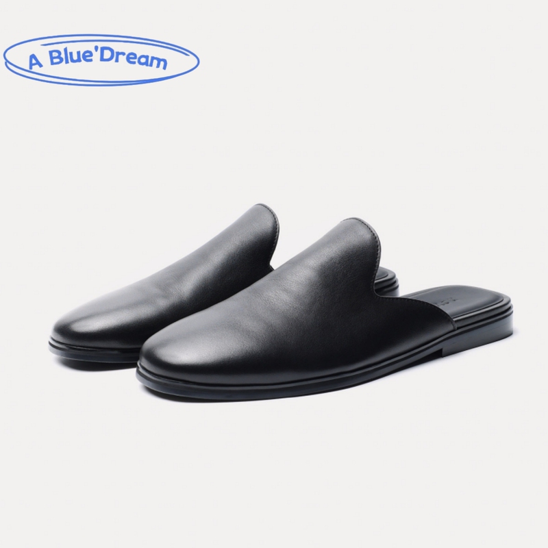 Hotel Muller Relaxed Matte Slip-On Mules Summer New Men's Closed-Toe Slippers Half Slippers Mules