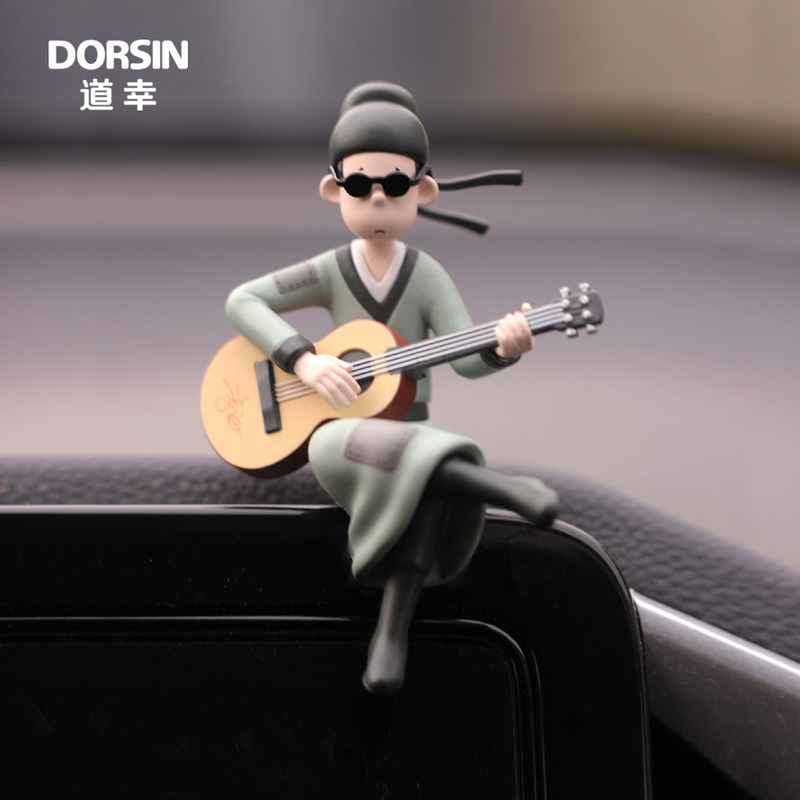 New Genuine Dorsin Guitarist Du Fu National Style Trendy Car Dashboard Ornament Figurine