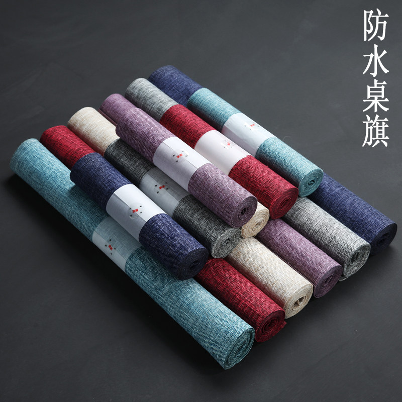 Waterproof Table Flag Tea Mat Tea Daub Tea Minimis Modern Table Cloth Zen of Hemp Cloth Art paper Tea mat Gongfu Tea Chinese